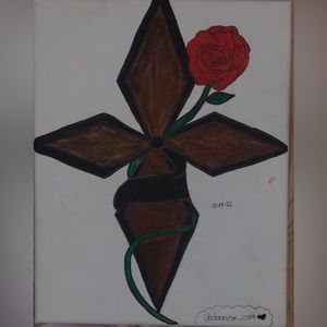Cross with rose painting